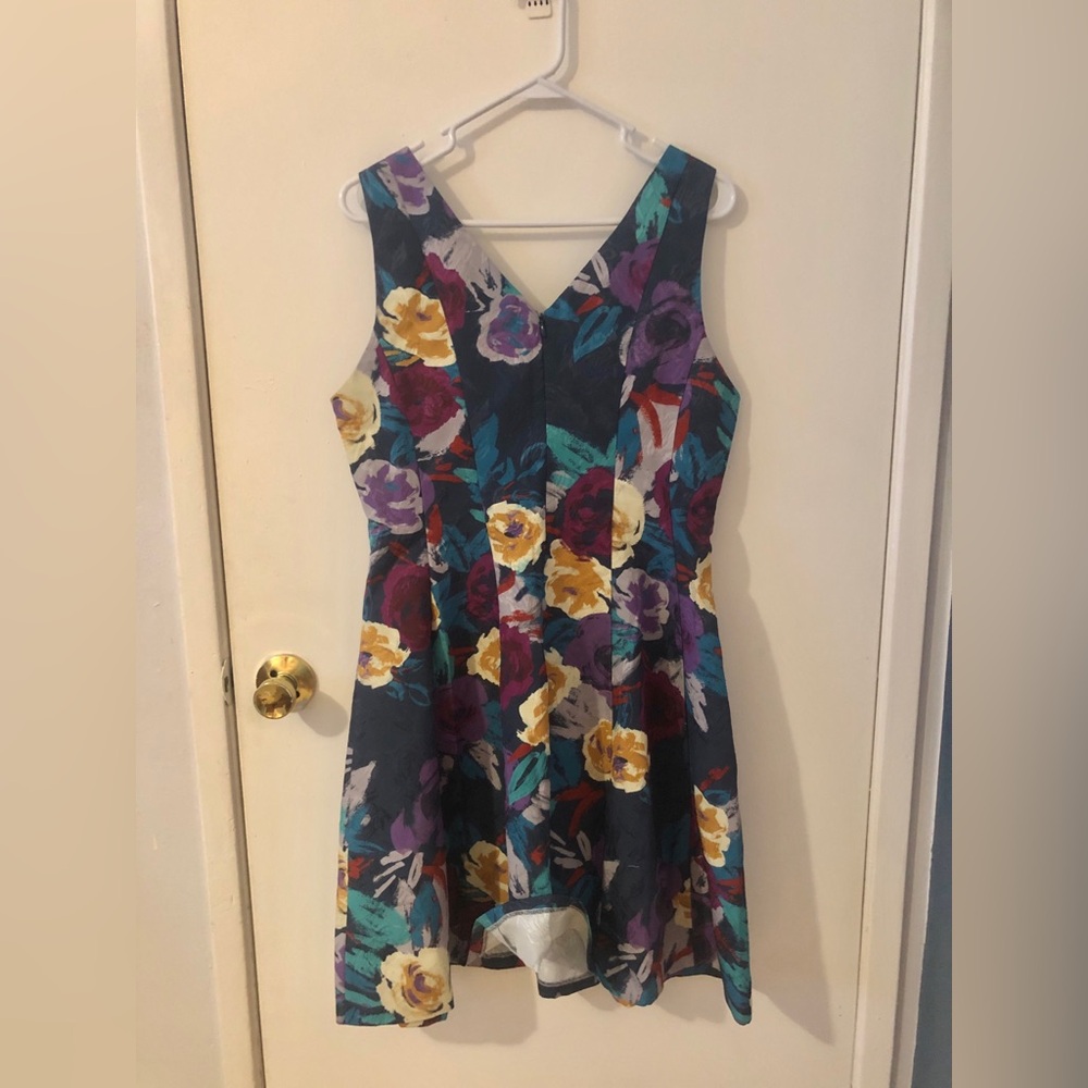 Kaya & Sloane Floral Print Sleeveless Jacquard Colorful Short Dress size Large - Picture 6 of 6